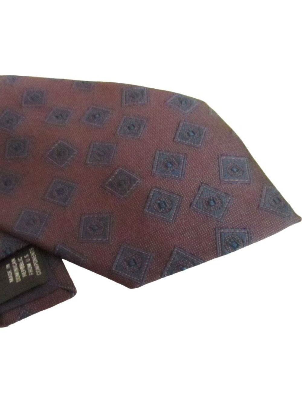 Vintage Mens Silk Neck Tie 3.5” 56" Purple Medallion Pattern Strathmore